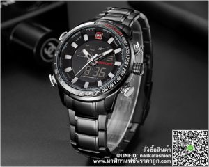 นาฬิกาผู้ชาย นาฬิกา Naviforce NF9093 สีดำ-ขาว สายสแตนเลสสองระบบ ของแท้ 100%