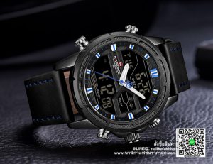นาฬิกาผู้ชาย Naviforce NF9138 สีดำ-น้ำเงิน สายหนังสองระบบ ของแท้ 100%
