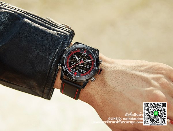 นาฬิกา NF9144 สีดำ-แดง สายหนังสองระบบ ของแท้ 100%