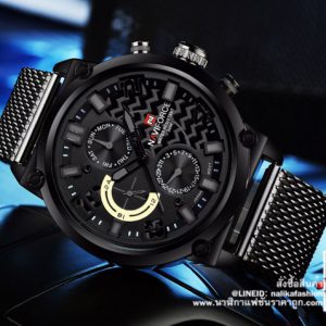 นาฬิกา Naviforce NF9068 สายสแตนเลส สีดำ-เทา แนวสปอร์ต เท่มาก 100% ส่งฟรี มีบริการเก็บเงินปลายทาง