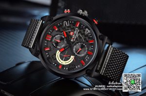 นาฬิกา Naviforce NF9068 สายสแตนเลส สีดำ-แดง แนวสปอร์ต เท่มาก (ขายดี!) 100% ส่งฟรี มีบริการเก็บเงินปลายทาง