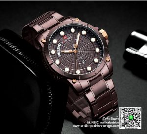 นาฬิกา Naviforce NF9152 สีน้ำตาล สายสแตนเลส สีใหม่ เท่มากก ของแท้ ส่งฟรี มีบริการเก็บเงินปลายทาง