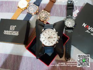 นาฬิกา Naviforce NF9148 สายหนังแนว เรียบๆ แต่ดูดี สีน้ำเงิน ของแท้ 100%