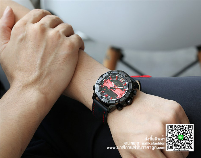 นาฬิกา Naviforce NF9114 สายหนังสองระบบ สีดำ-แดง นาฬิกา Naviforce NF9114 สายหนังสองระบบ สีดำ-แดง