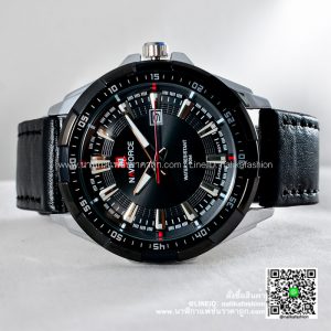 นาฬิกา Naviforce NF9056 สายหนัง แนวดูดี สีดำ-ขอบเงิน รุ่นขายดี ส่งฟรี มีบริการเก็บเงินปลายทาง