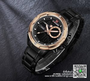 นาฬิกา Naviforce NF9120 สายสแตนเลส ของแท้ สีดำ-พิ้งโกล