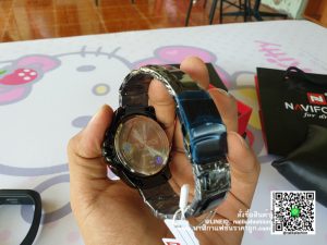 นาฬิกา Naviforce NF9120 สายสแตนเลส ของแท้ สีดำ-พิ้งโกล