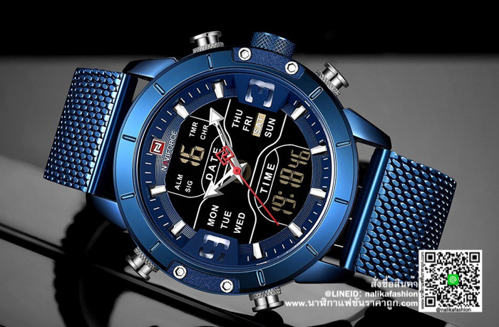 นาฬิกา Naviforce NF9153 สายสแตนเลส สีน้ำเงินมาใหม่ มีบริการเก็บเงินปลายทาง