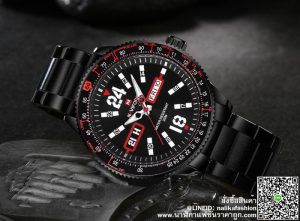 นาฬิกา Naviforce NF9102 สายสแตนเลส สีดำ-แดง พร้อมกล่อง รับประกัน 1 ปี ส่งฟรี มีบริการเก็บเงินปลายทาง