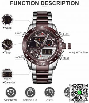 นาฬิกา Naviforce NF9171 สายสแตนเลส สีเงิน-น้ำตาล รุ่นใหม่ มีบริการเก็บเงินปลายทาง