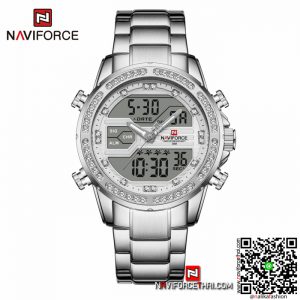 นาฬิกา Naviforce NF 9190 สายสแตนเลส สีเงิน รุ่นใหม่ ของเเท้ มีบริการเก็บเงินปลายทาง